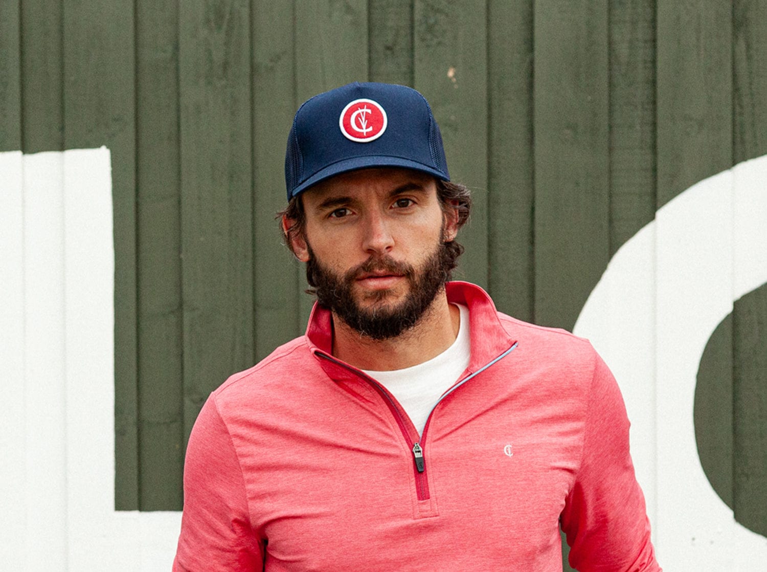 Classic Trucker Hat - Red Grassy C Patch - Navy - Secondary