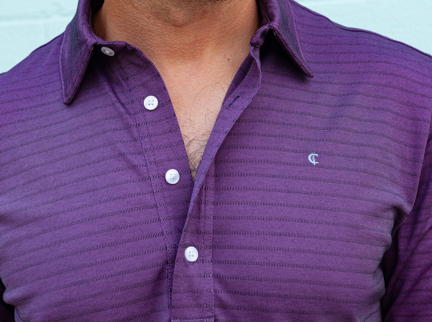 Long Sleeve Range Polo - Purple Stripe
