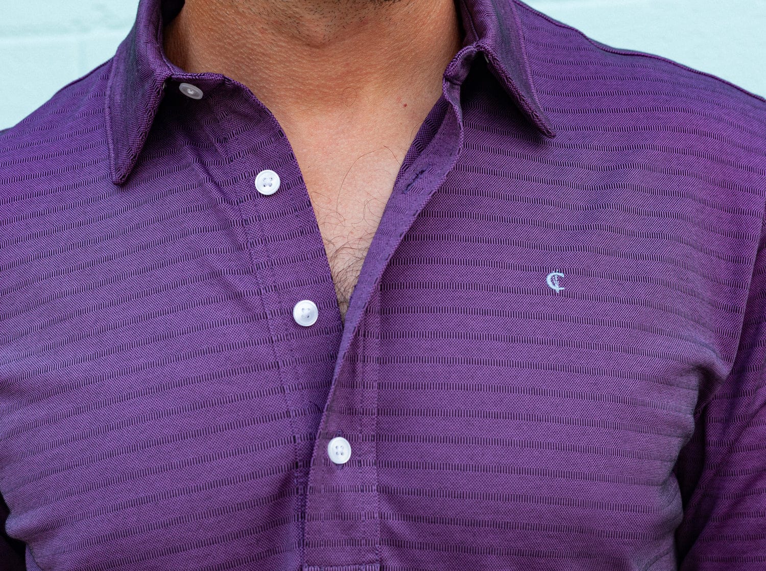 Long Sleeve Range Polo - Purple Stripe - Secondary