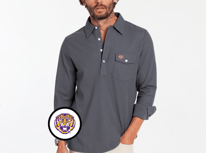 LSU - Long Sleeve Players Shirt - Tigerhead - Blue Steel