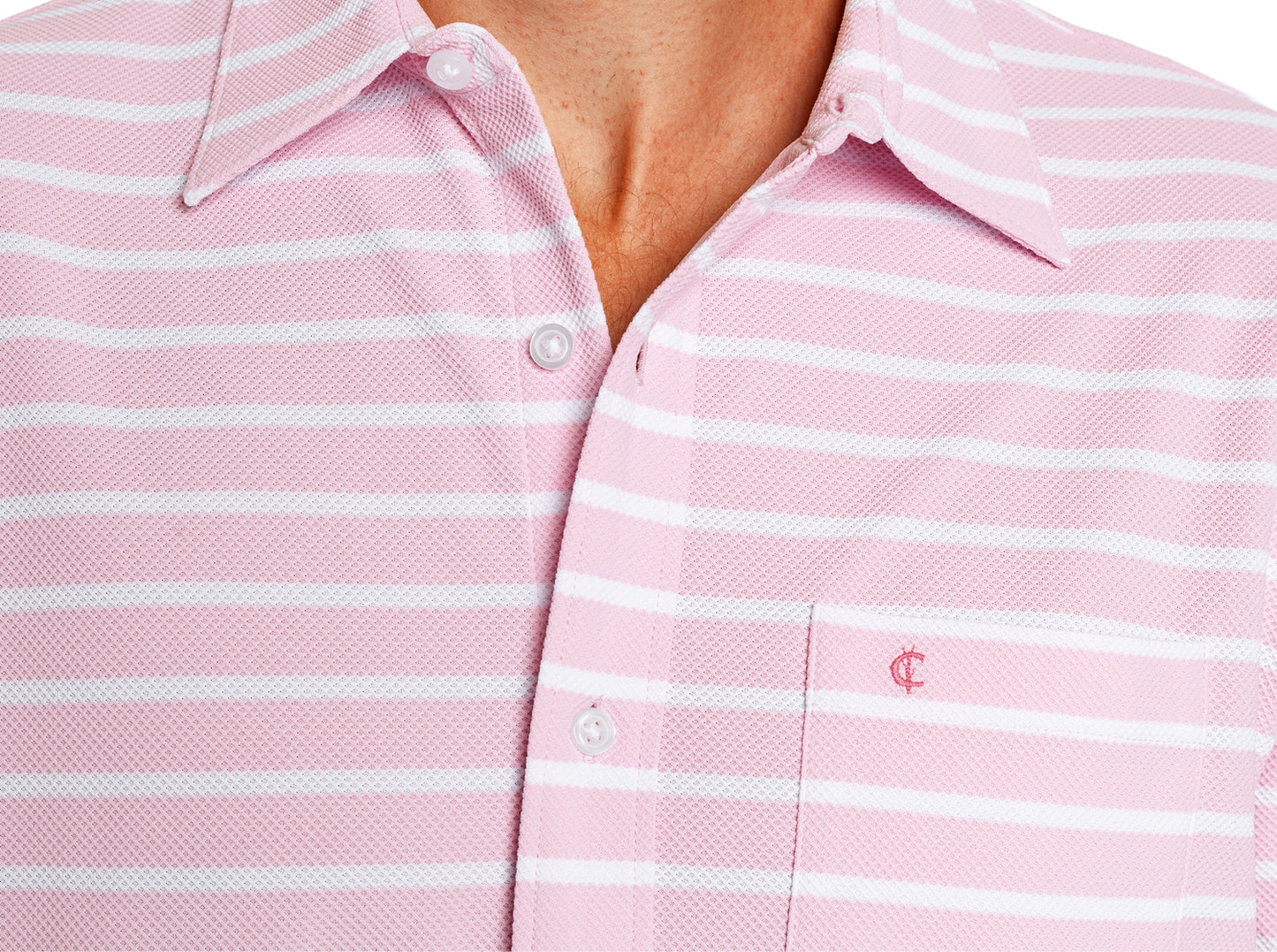Performance Pique Knit Button Down - Light Pink