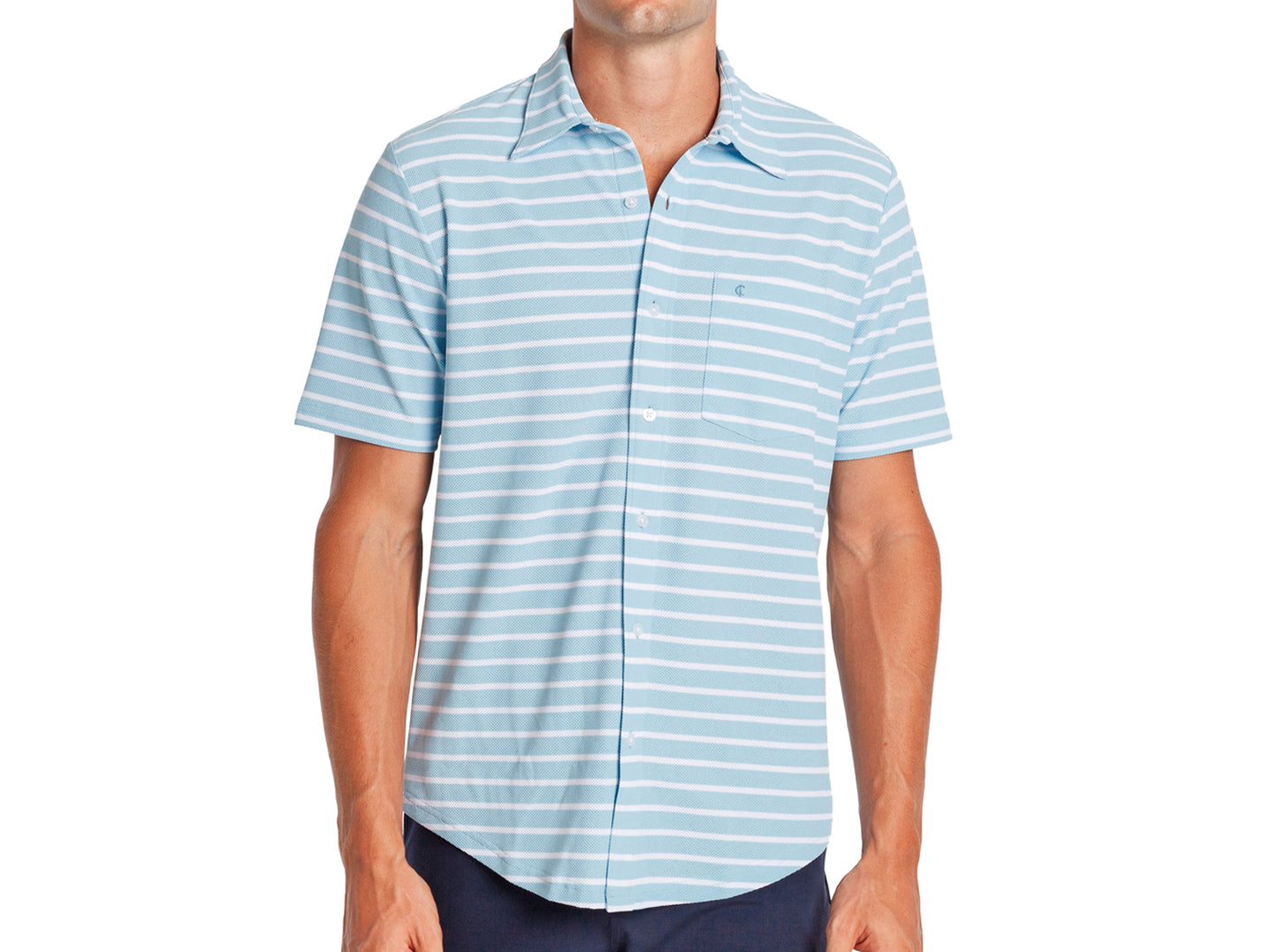 Performance Pique Knit Button Down - Sky