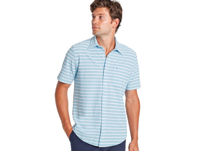 Performance Pique Knit Button Down - Sky