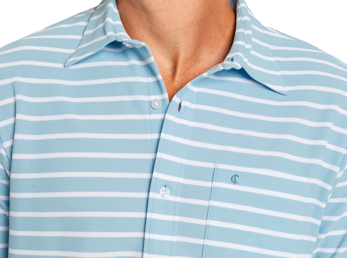Performance Pique Knit Button Down - Sky