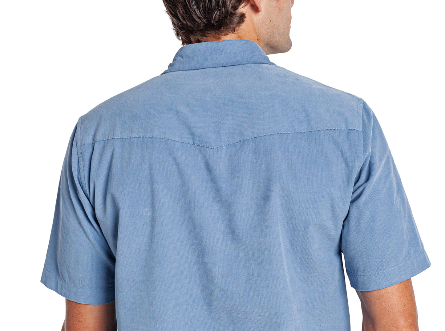 Short Sleeve Corduroy Pearl Snap - Harbor Blue