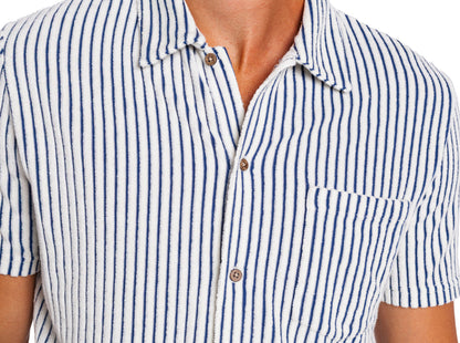 Terrycloth Button Down - Striped Jacquard - Natural