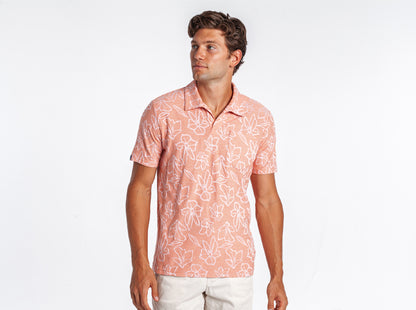The Jacquard Monty Short Sleeve Polo - Coral