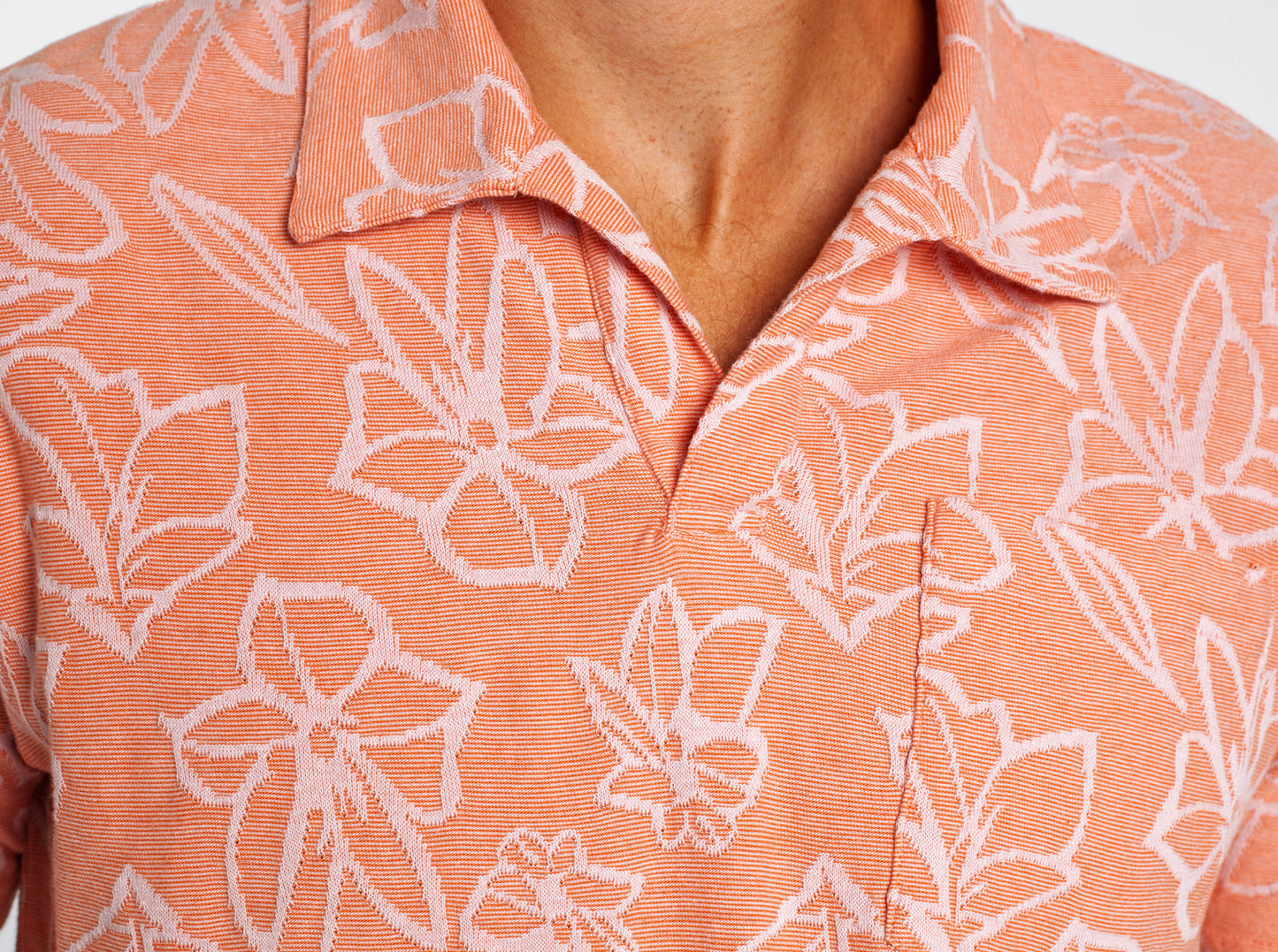 The Jacquard Monty Short Sleeve Polo - Coral