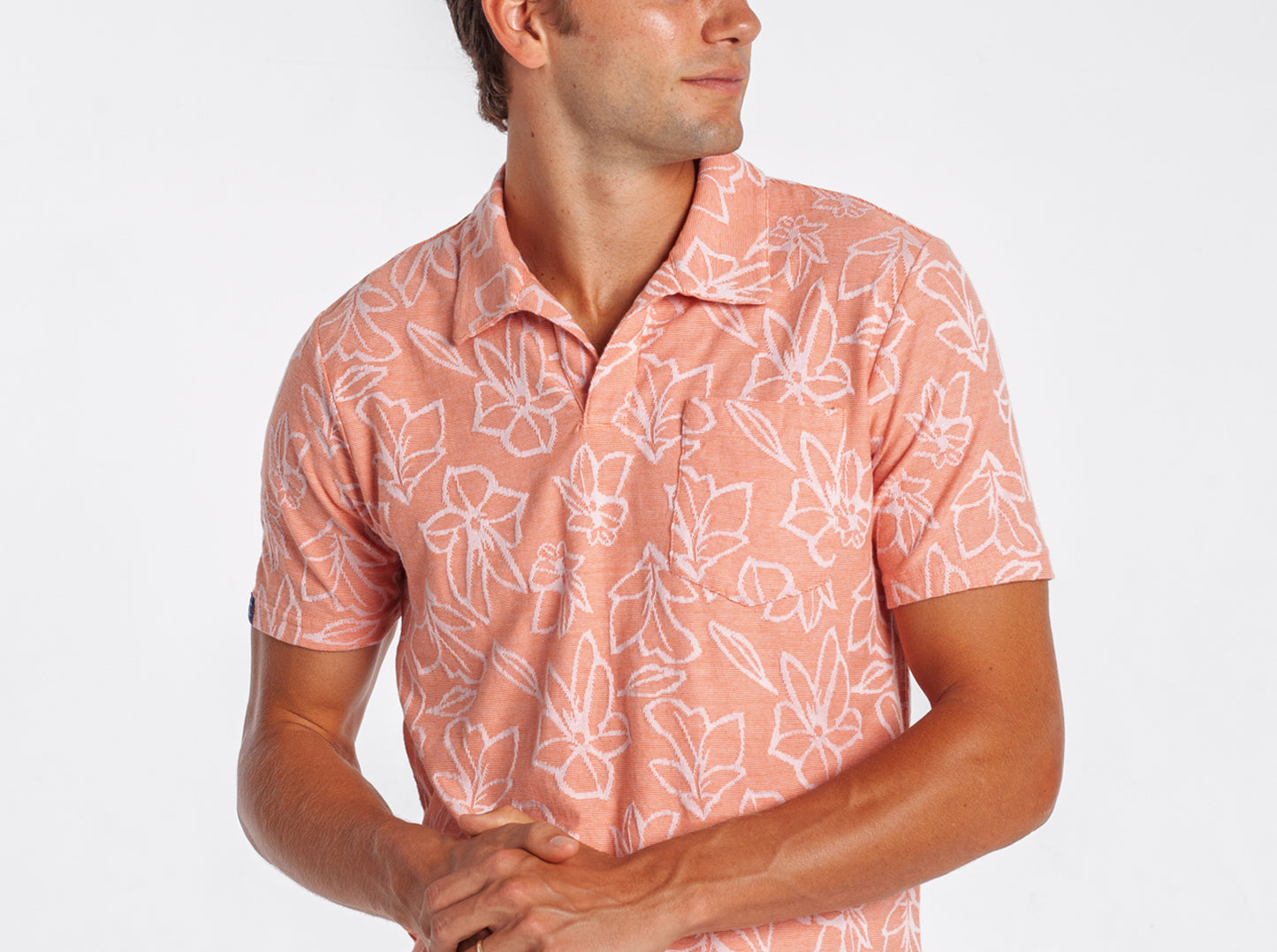 The Jacquard Monty Short Sleeve Polo - Coral