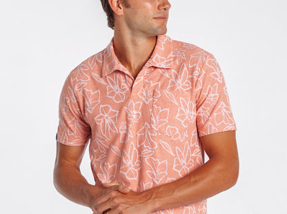 The Jacquard Monty Short Sleeve Polo - Coral