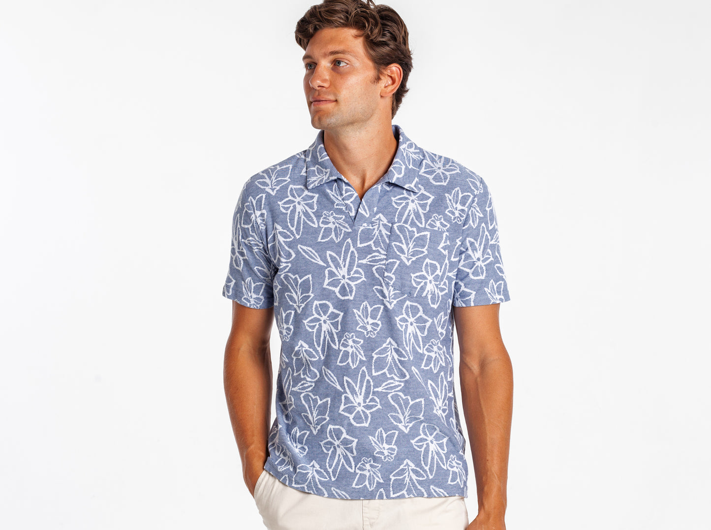 The Jacquard Monty Short Sleeve Polo - Navy