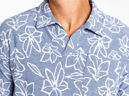 The Jacquard Monty Short Sleeve Polo - Navy