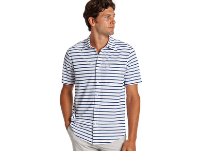 Performance Pique Knit Button Down - White