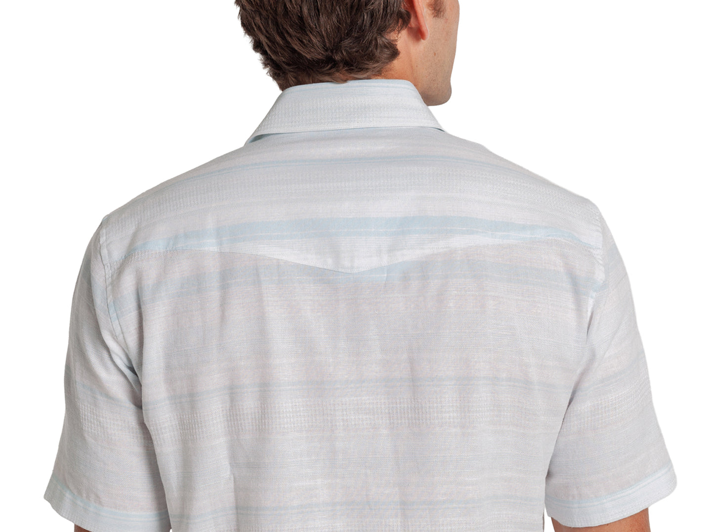 Hemp Stripe Pearl Snap - Light Blue