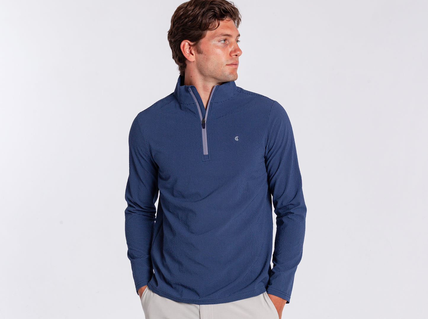 Seersucker Performance Pullover - Navy