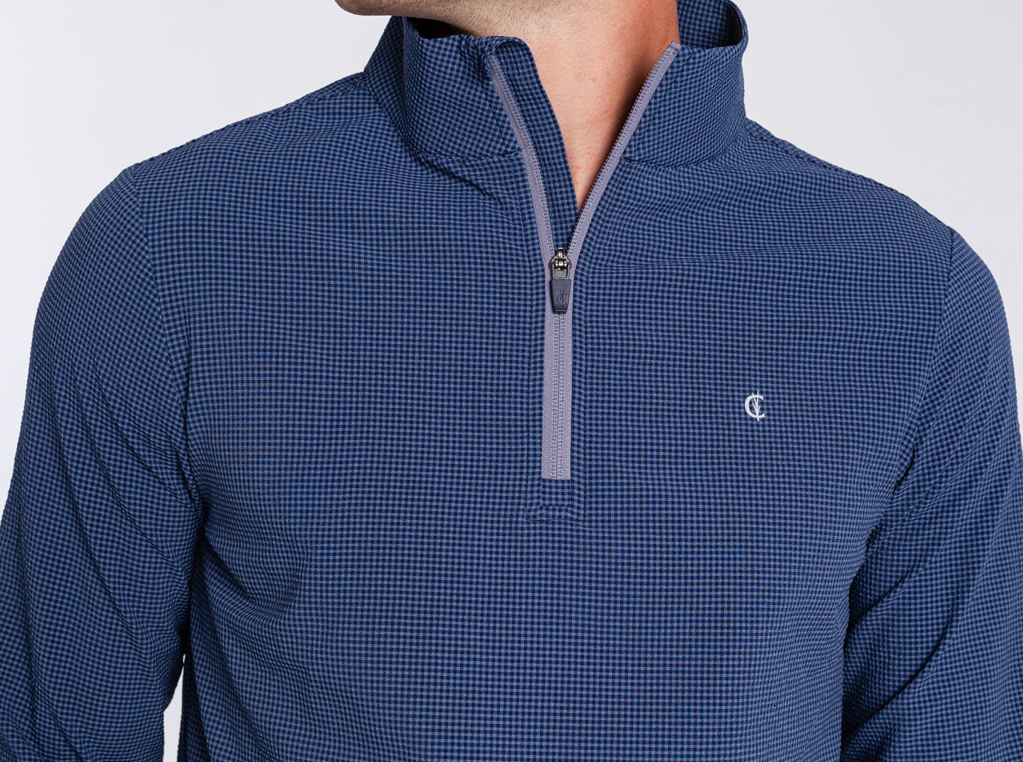 Seersucker Performance Pullover - Navy