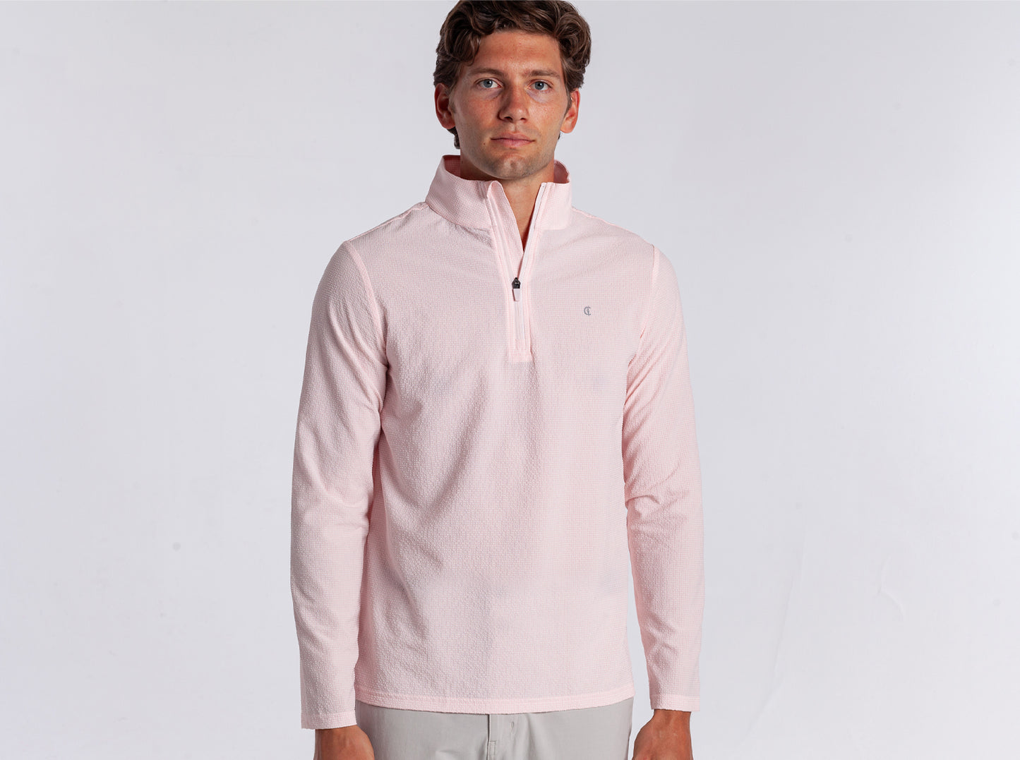 Seersucker Performance Pullover - Pink