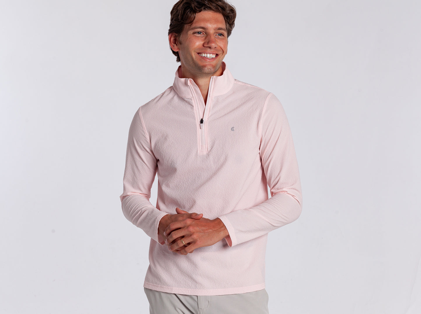 Seersucker Performance Pullover - Pink