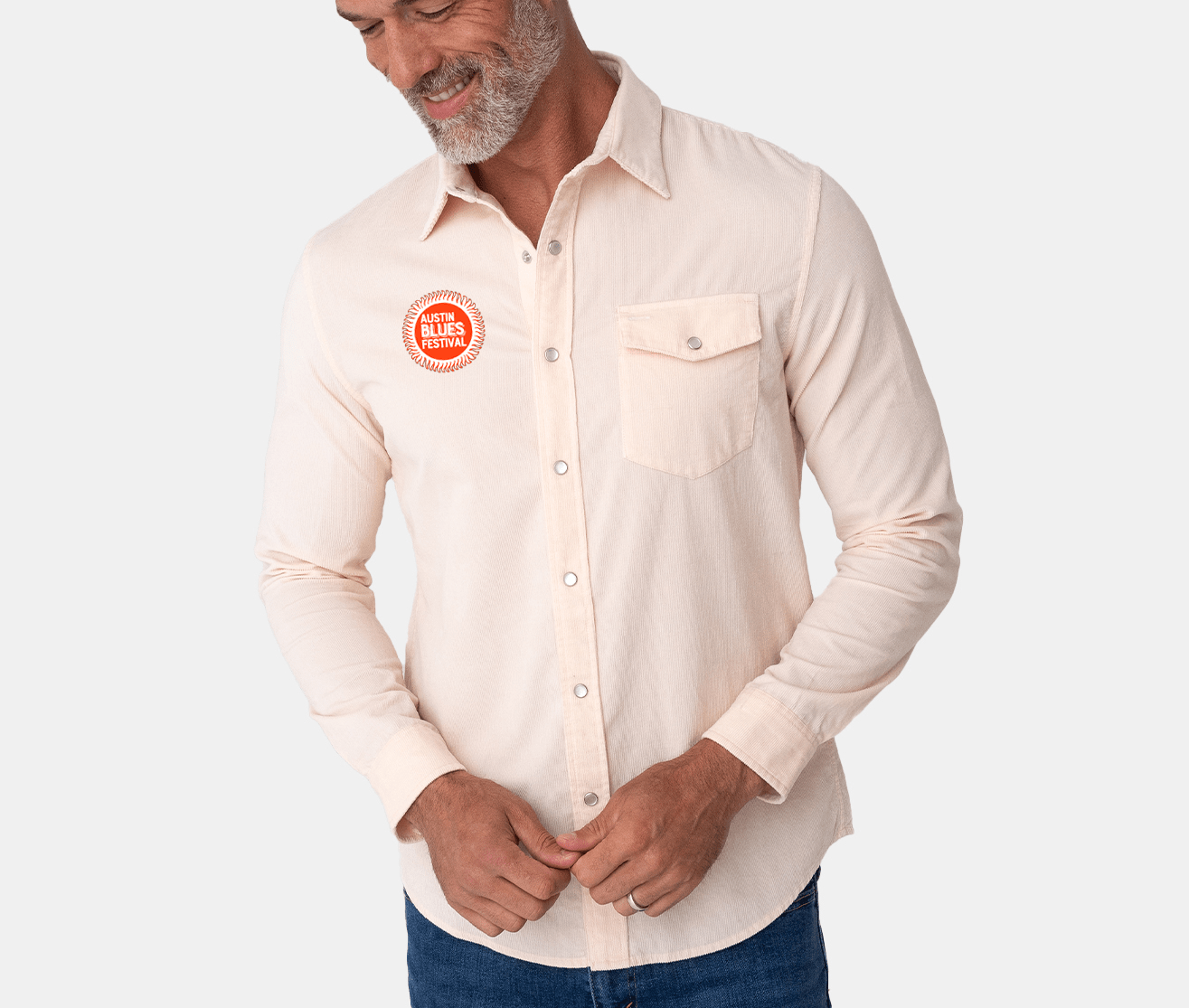 Austin Blues Fest - Corduroy Pearl Snap - Peach Tree Blues