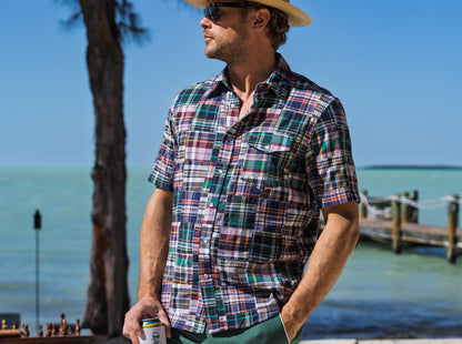 Madras Pearl Snap - Navy Multi