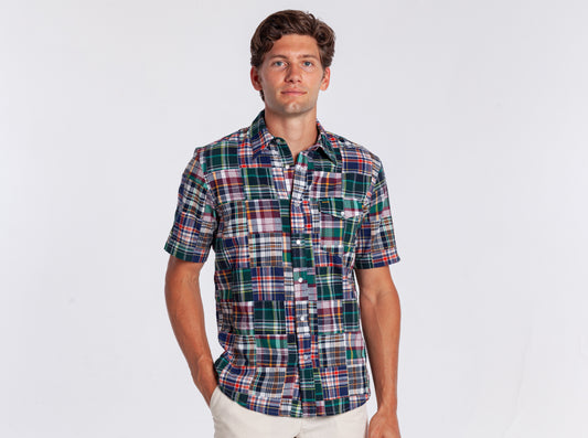 Madras Pearl Snap - Navy Multi