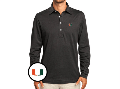Miami - Jacquard Long Sleeve Range Polo - U Icon - Black