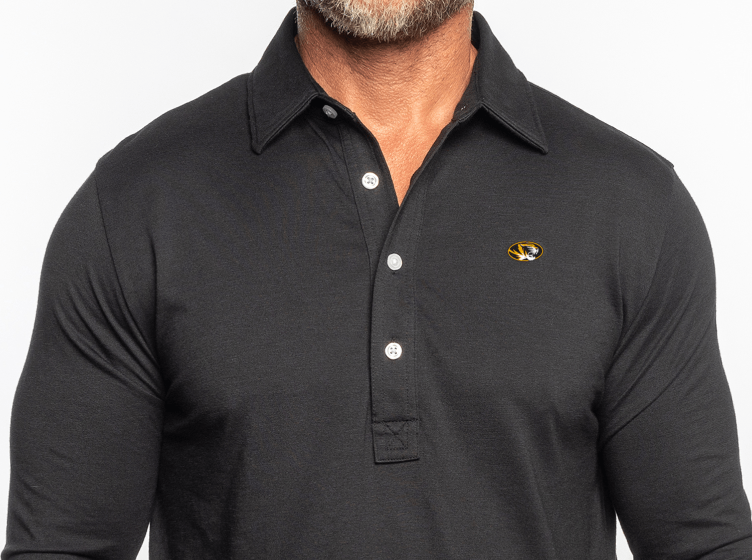 Criquet Missouri Brrr Long Sleeve Range Polo in Tiger, Black, view 2