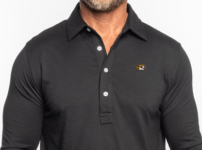 Criquet Missouri Brrr Long Sleeve Range Polo in Tiger, Black, view 2