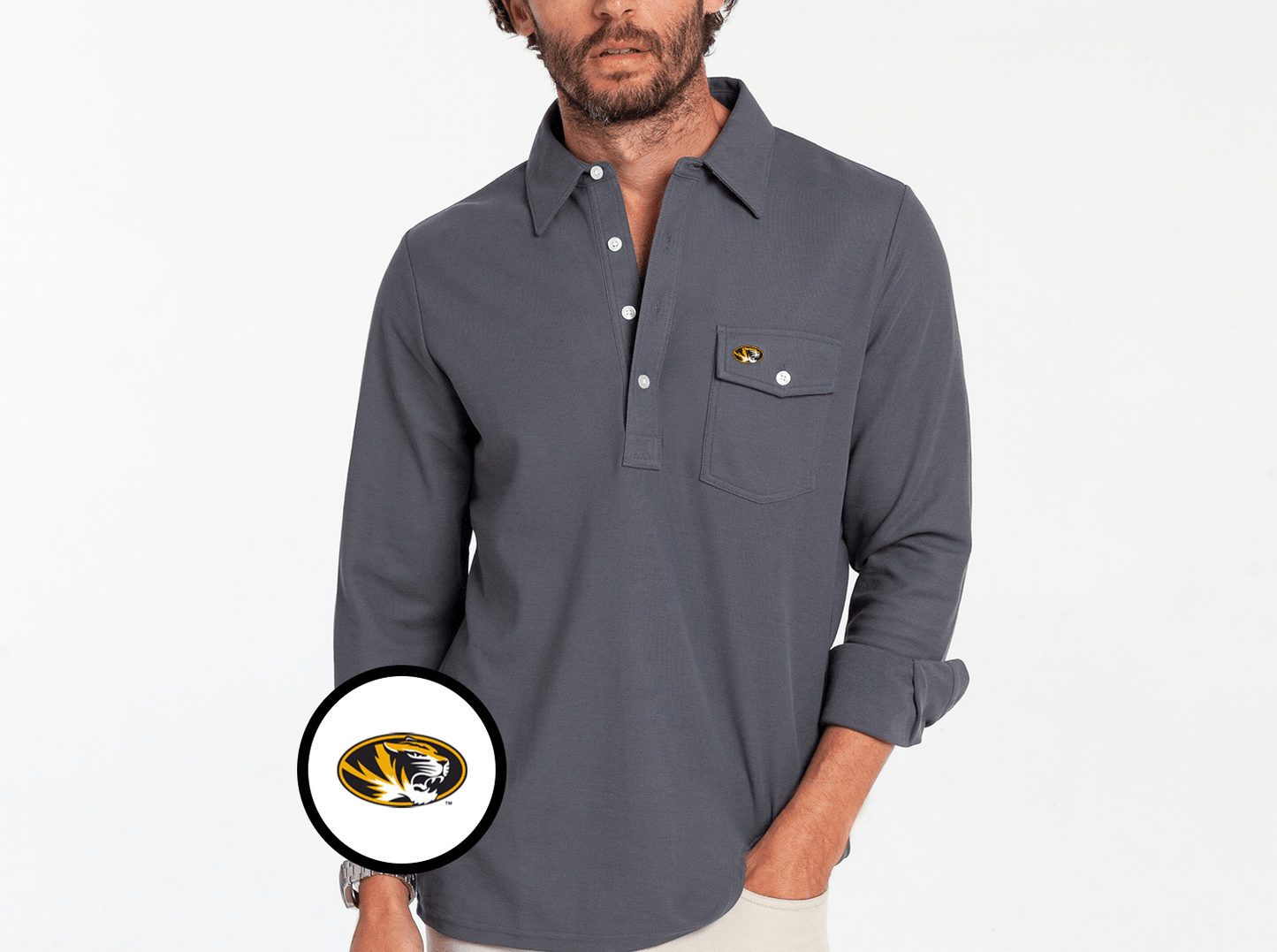 Missouri - Long Sleeve Players Shirt - Tiger - Blue Steel
