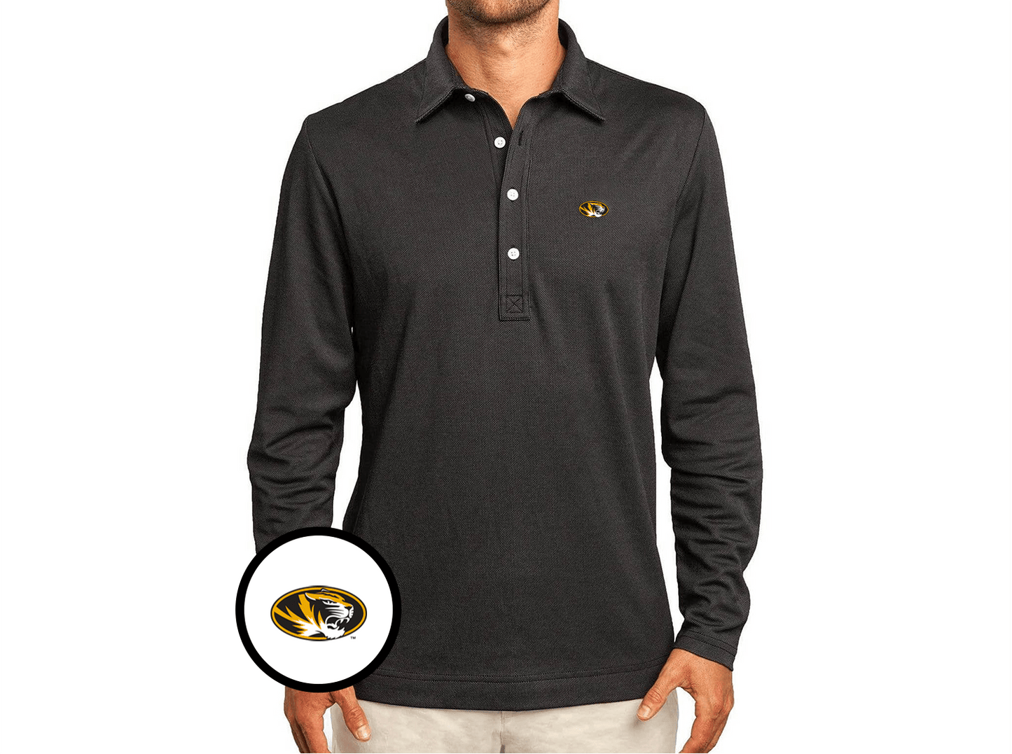 Missouri - Jacquard Long Sleeve Range Polo - Tiger - Black