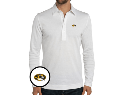 Missouri - Jacquard Long Sleeve Range Polo - Tiger - White