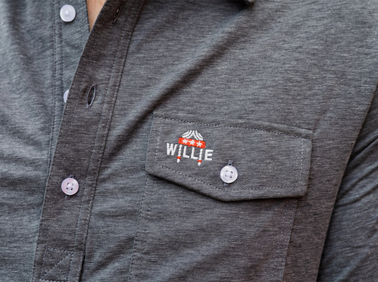 Willie Nelson Players Shirt - Willie Braids - Heather Grey