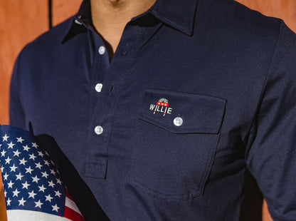 Willie Nelson Players Shirt - Willie Braids - Navy