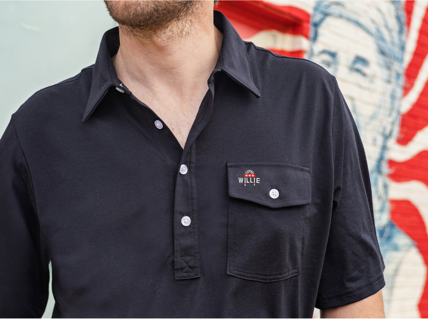 Willie Nelson Players Shirt - Willie Braids - Black