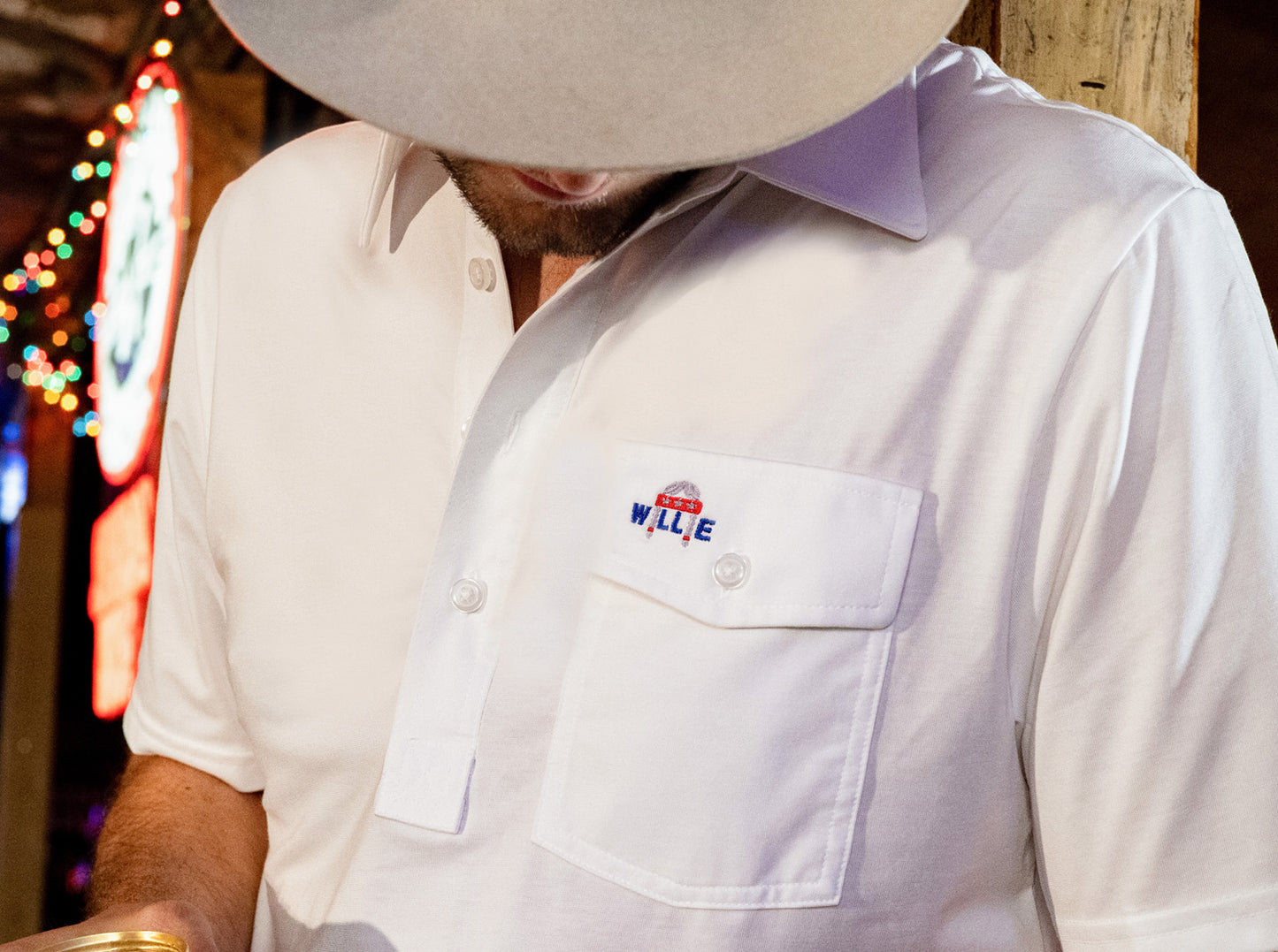 Willie Nelson Players Shirt - Willie Braids - Bright White