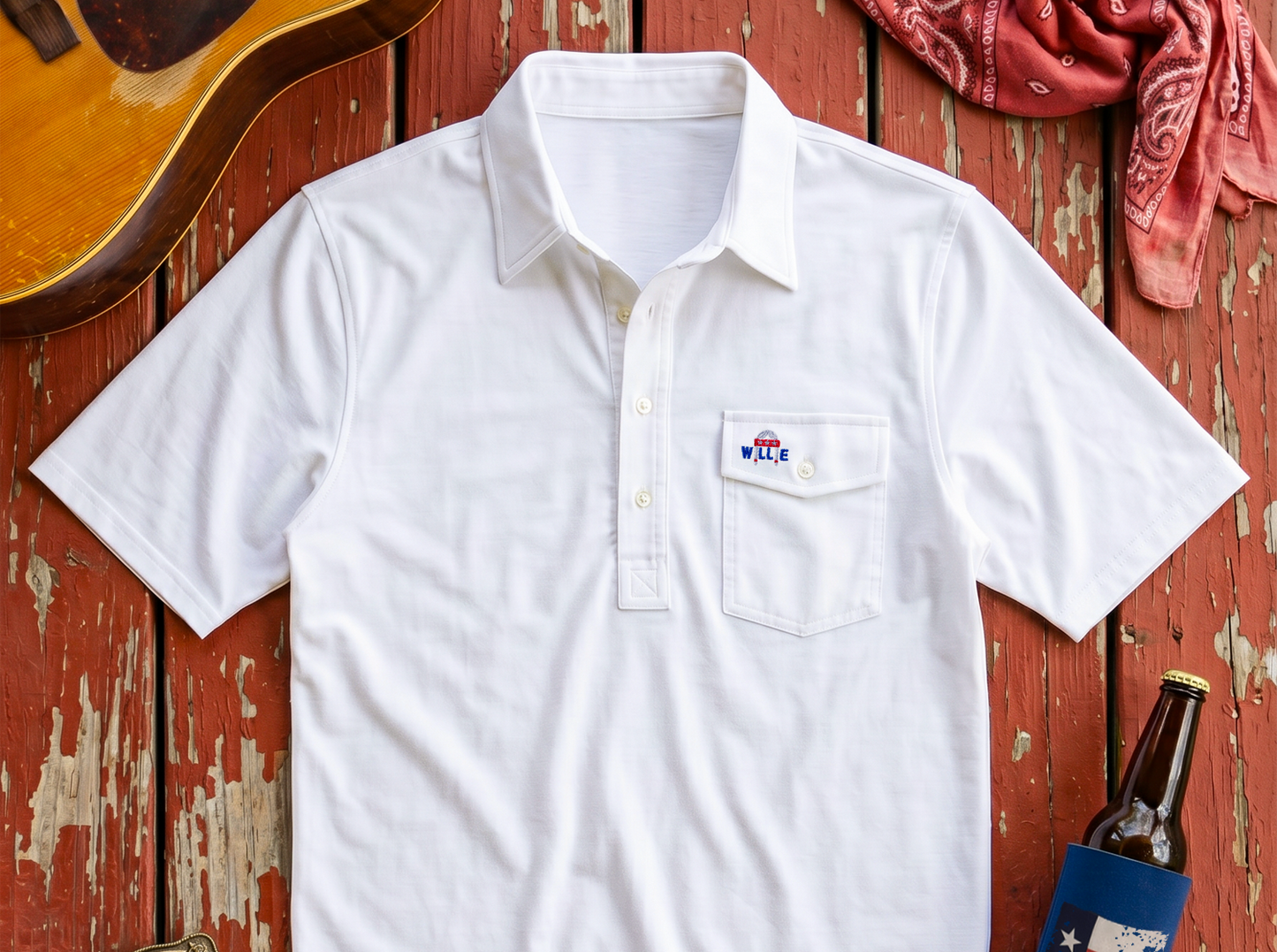 Willie Nelson Players Shirt - Willie Braids - Bright White