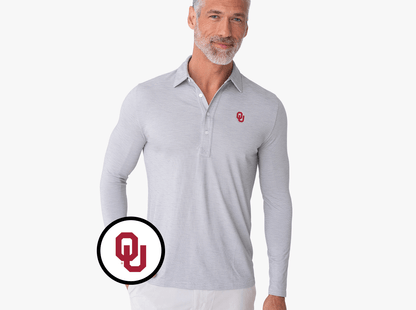 Oklahoma - Brrr Long Sleeve Range Polo - OU - Silverado