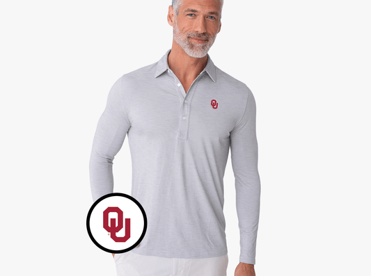 Oklahoma - Brrr Long Sleeve Range Polo - OU - Silverado