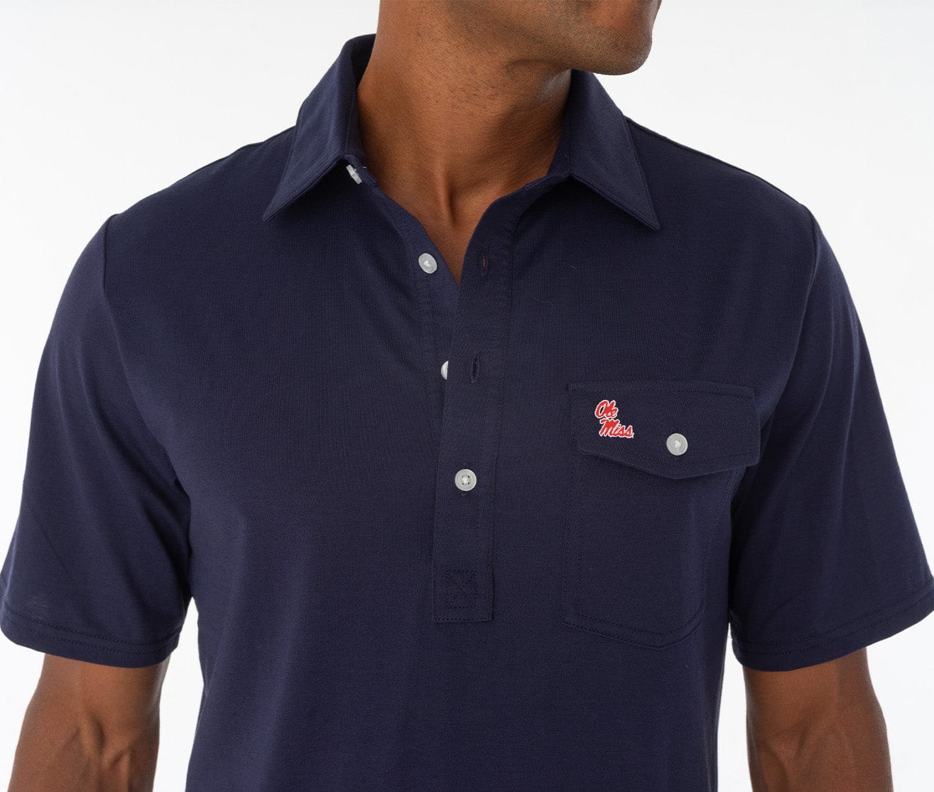 Ole Miss - Coach's Performance Players Shirt - Ole Miss Stack - Navy - Secondary