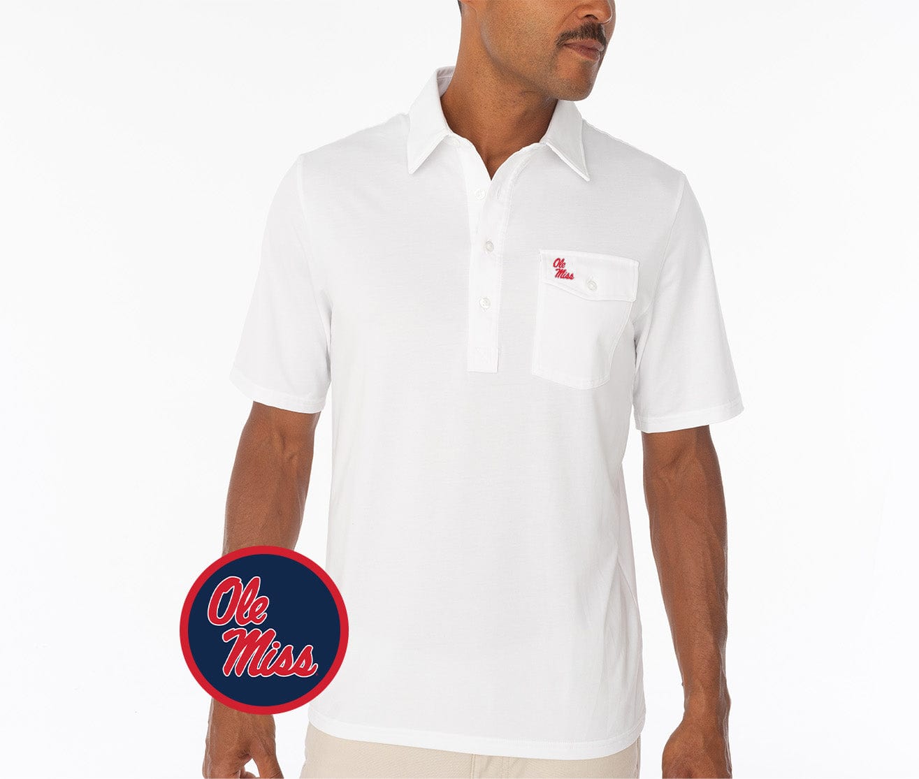 Ole Miss - Coach's Performance Players Shirt - Ole Miss Stack - White