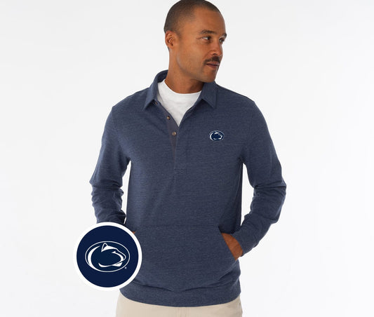 Criquet Penn State in Collared Sweatshirt, PSU Lion, Heather Navy, view 1