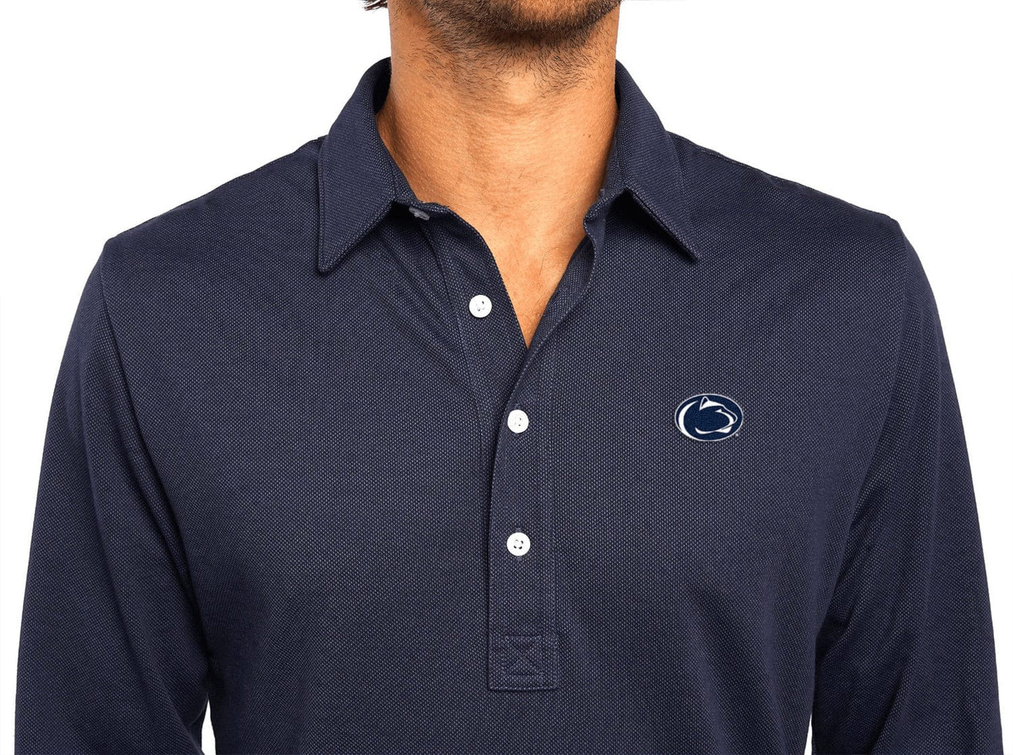 Penn State - Jacquard Long Sleeve Range Polo - Lion Icon - Navy