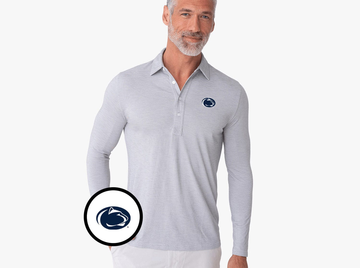 Penn State - Brrr Long Sleeve Range Polo - Lion Icon - Silverado