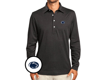 Penn State - Jacquard Long Sleeve Range Polo - Lion Icon - Black