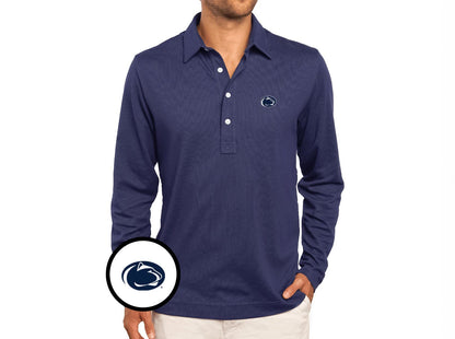 Penn State - Jacquard Long Sleeve Range Polo - Lion Icon - Navy