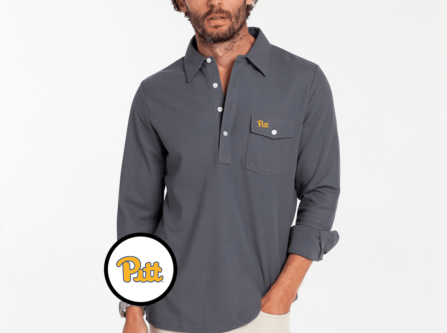 Pitt - Long Sleeve Players Shirt - Pitt - Blue Steel
