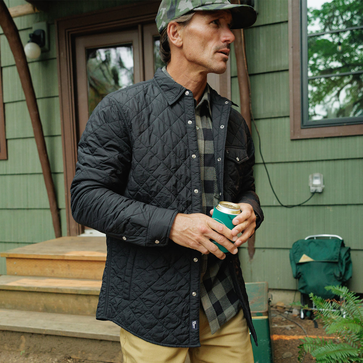 Quilted Shacket - Black