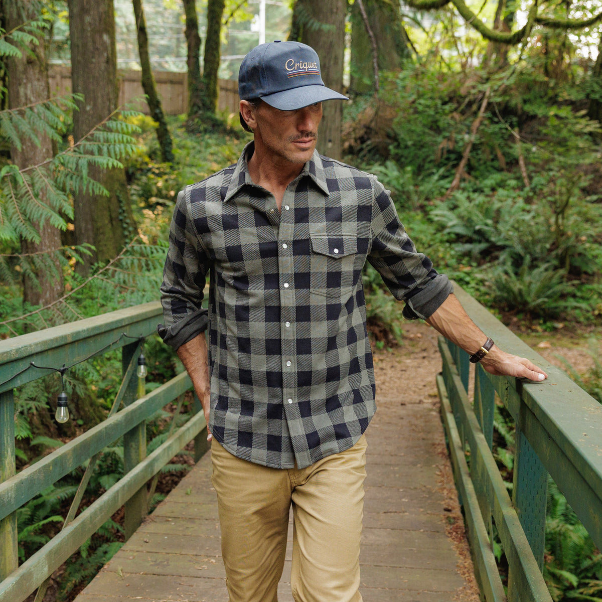 Chill-Knit Twill Pearl Snap - Buffalo Check Black Olive