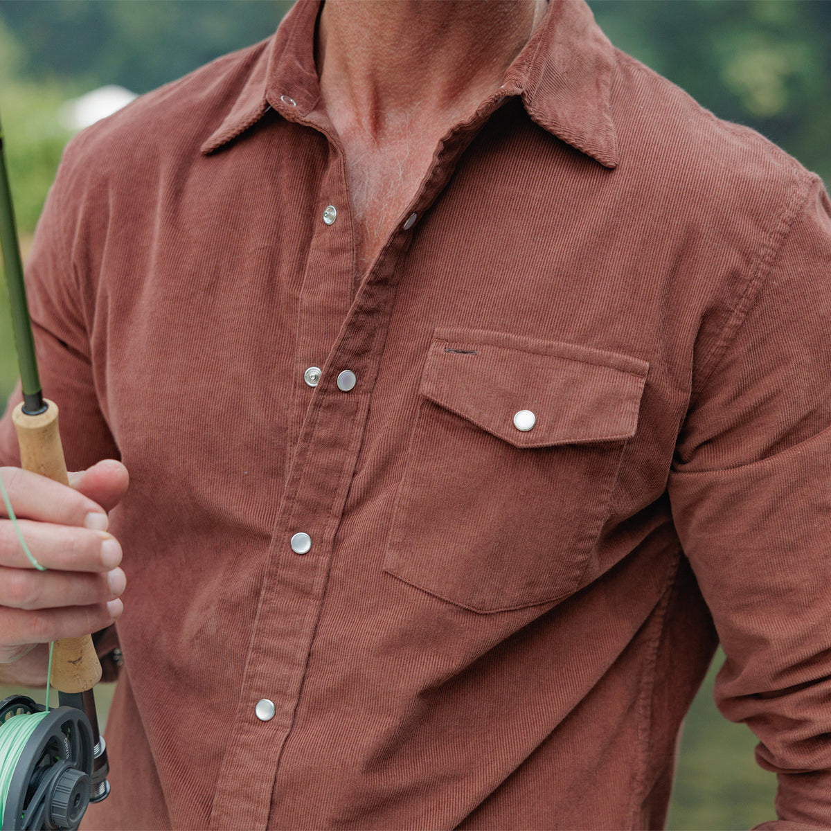 Corduroy Pearl Snap - Whiskey Barrel