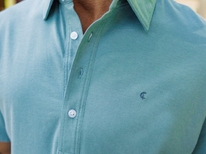 Slim Fit Top-Shelf Range Polo - Aqua Microstripe